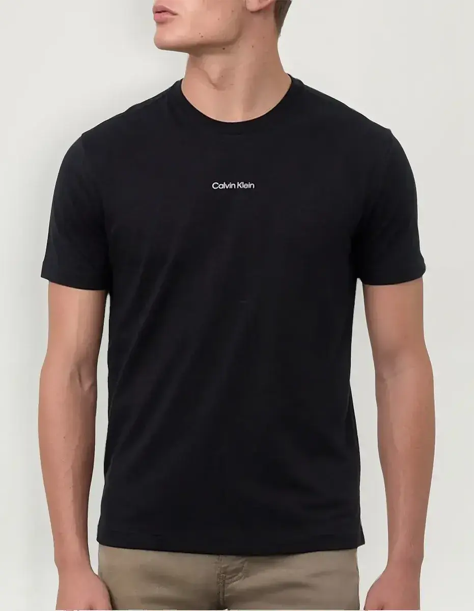Camiseta Calvin Klein Masculina Flame Front Logo Preta