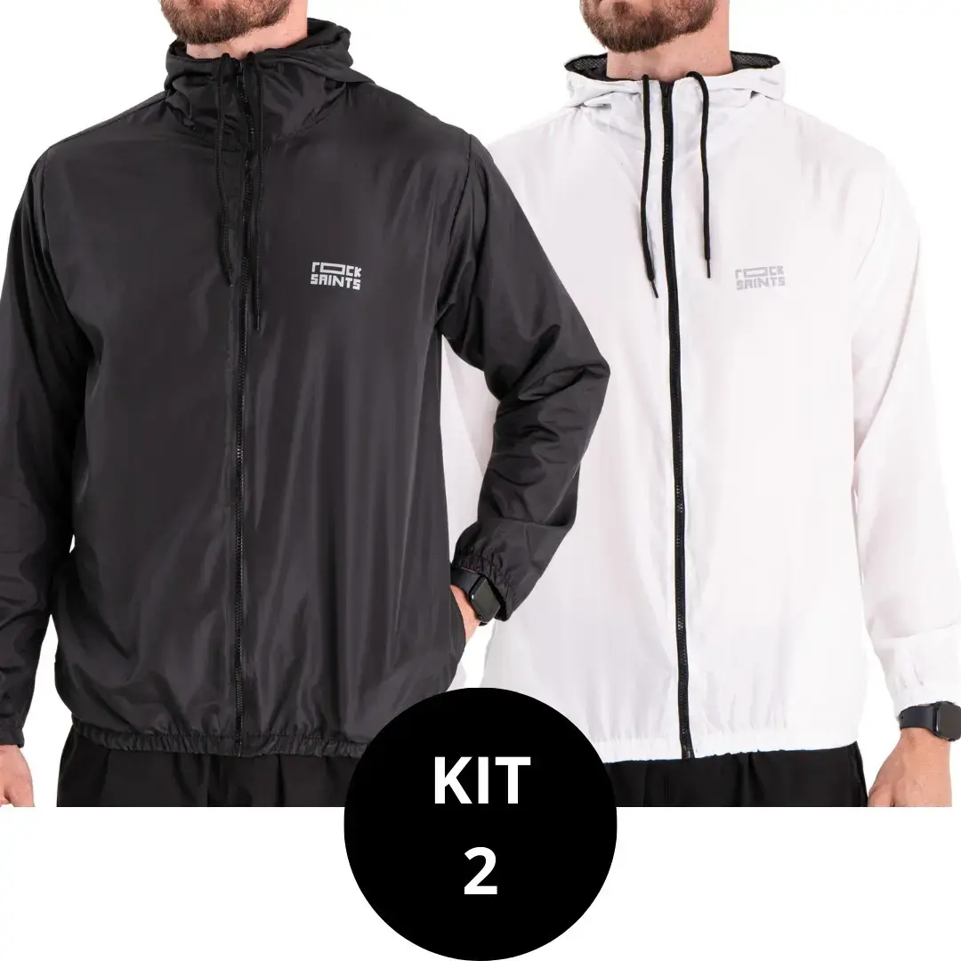 Kit 2 Jaquetas Corta Vento Impermeável Liso Unissex
