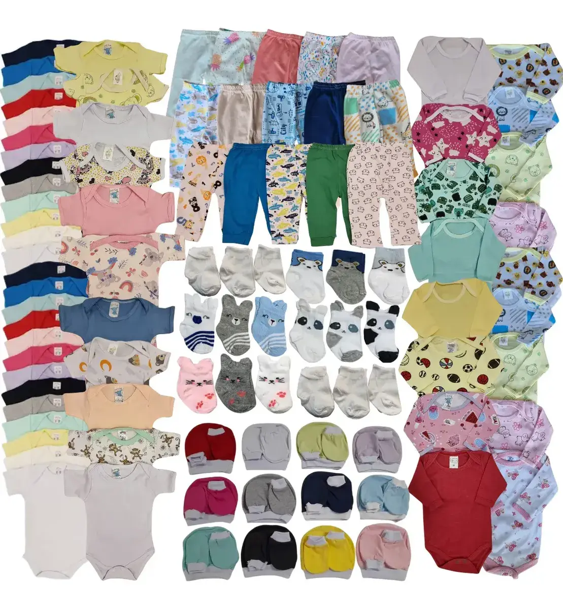 Kit Enxoval 36 Peças Bebê Algodão Antialérgico