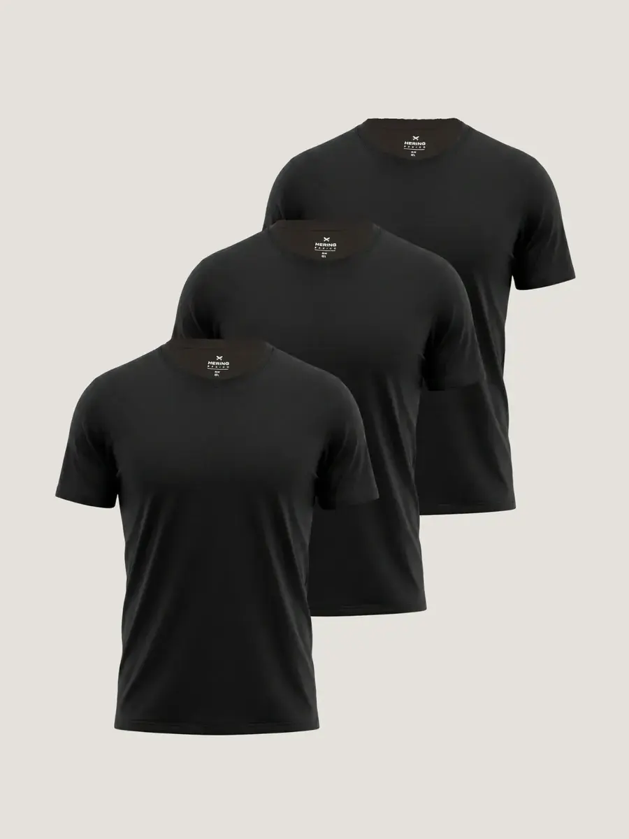 Kit Com 3 Camisetas Masculinas Slim Gola V Hering