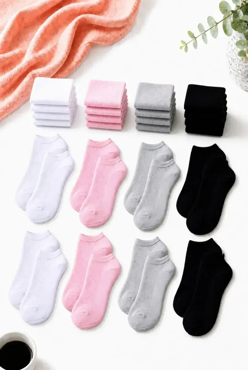 Kit 12 Pares Meia Soquete Meias Cano Curto Feminina Premium