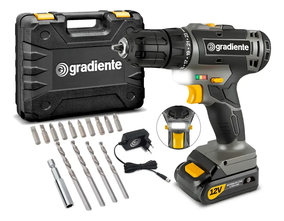 Furadeira Parafusadeira Sem Fio A Bateria 12v Com Maleta