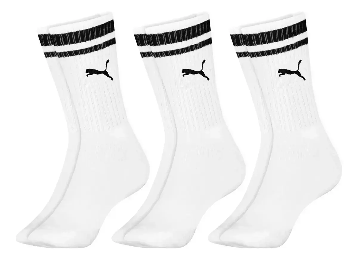 Kit 3 Pares Meias Puma Cano Alto Longo Academia Original