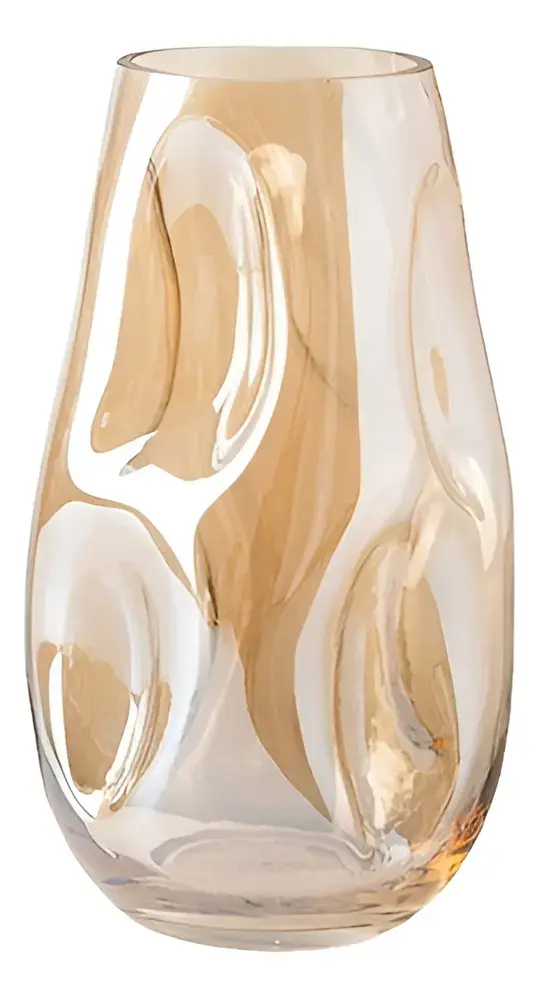 Vaso De Vidro Grosso Primeira Linha Forma Irregular Âmbar Ebenezer