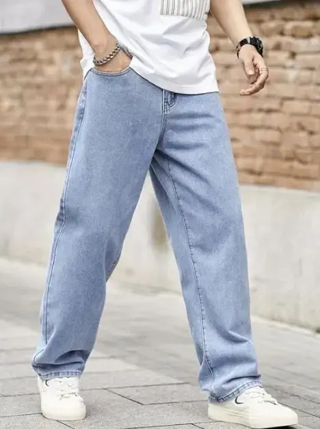 Calça Jeans Balão Masculina Baggy Bag Reta Larga Streetwear