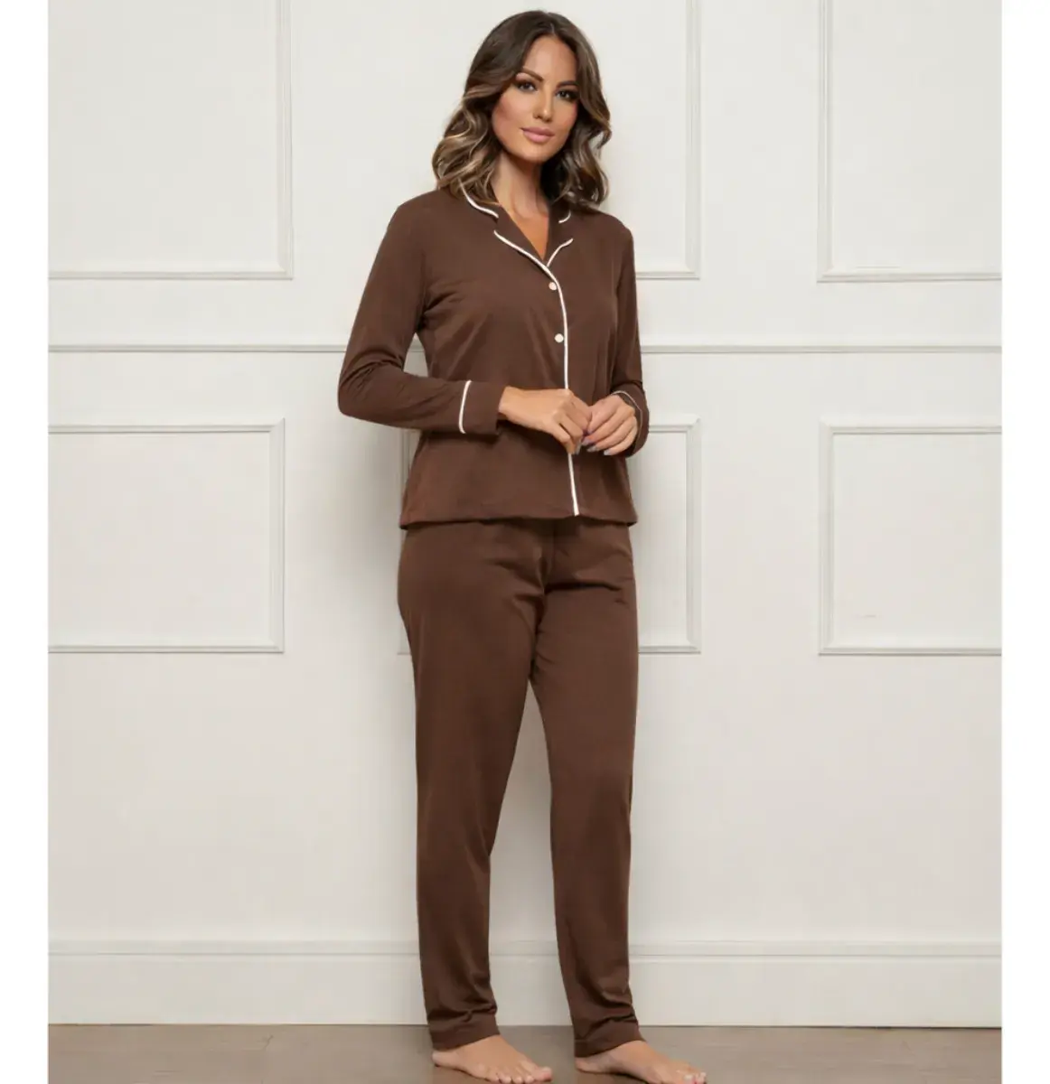 Pijama Feminino Longo De Frio Americano Amamentação Inverno