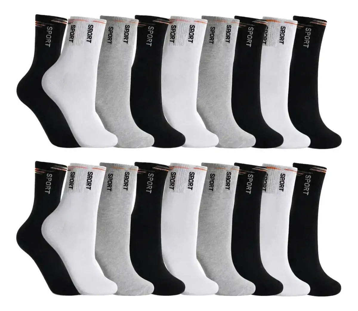 Kit 6 Pares Meias Cano Alto Algodão Para Esporte Academia