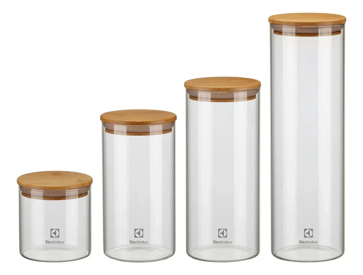 Electrolux Kit Potes Herméticos com Tampa De Bambu 4 Unidades