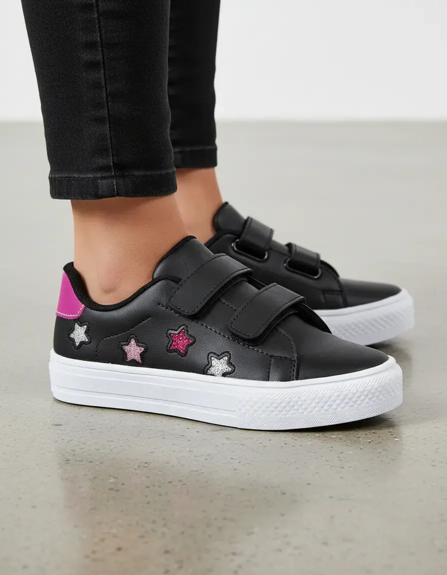 Tênis Feminino Infantil Estrela Glitter Menina Escolar Novo
