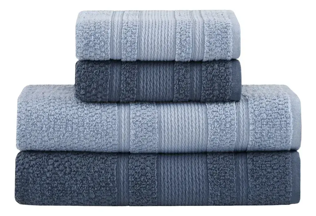 Jogo De Toalhas Buddemeyer Bella Extra Soft Banho 4 Peças Azul Claro/azul Marinho