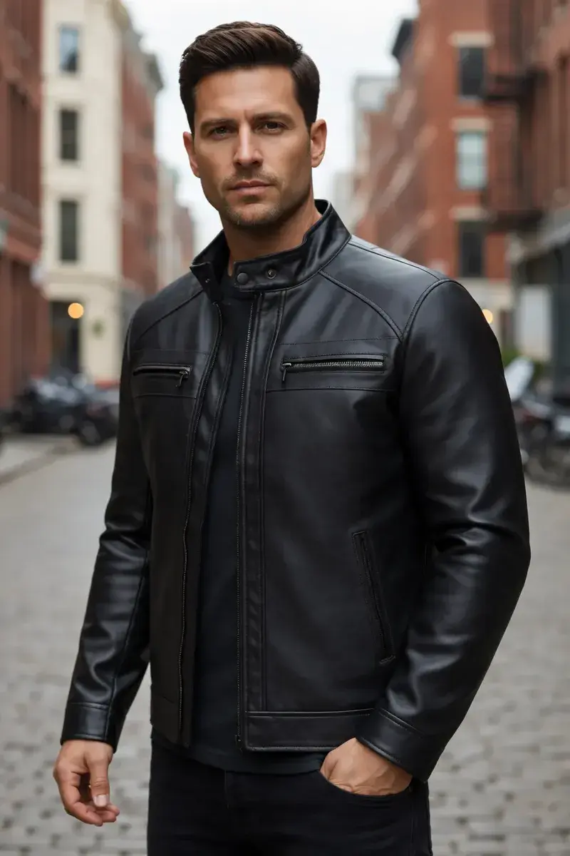 Jaqueta De Couro Masculino Slim Resistente
