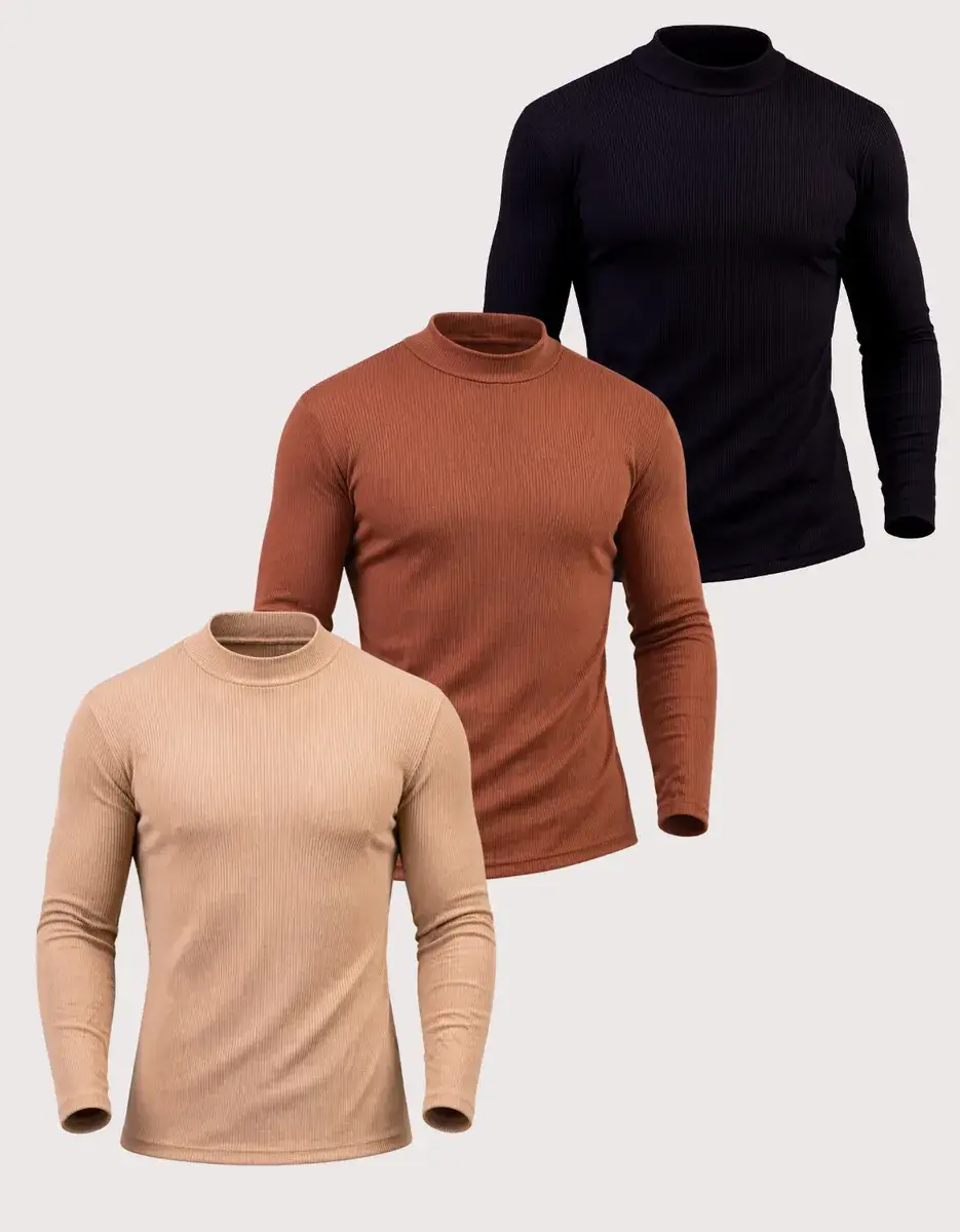 Kit 3 Cacharrel Suéter Canelada Masculina Inverno Premium