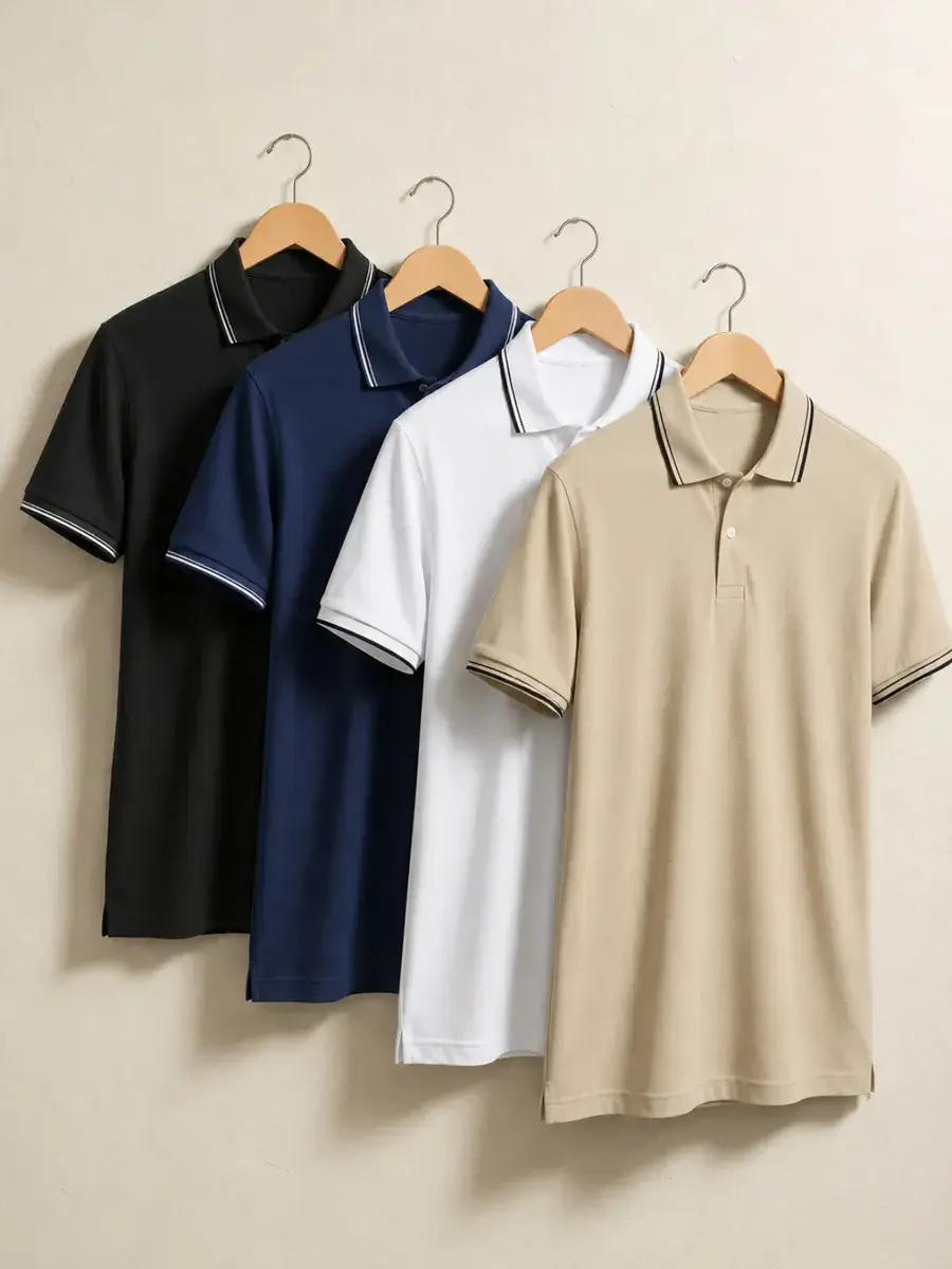 Kit 4 Camisa Gola Polo Piquet Masculina Slim Casual Algodão