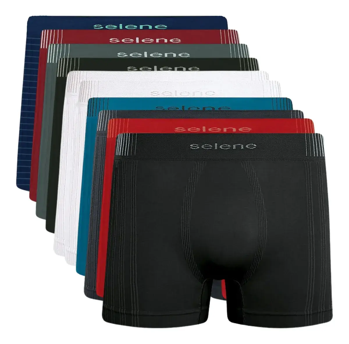 Kit 10 Cueca Boxer Sem Costura Poliamida Toque Gelado Selene