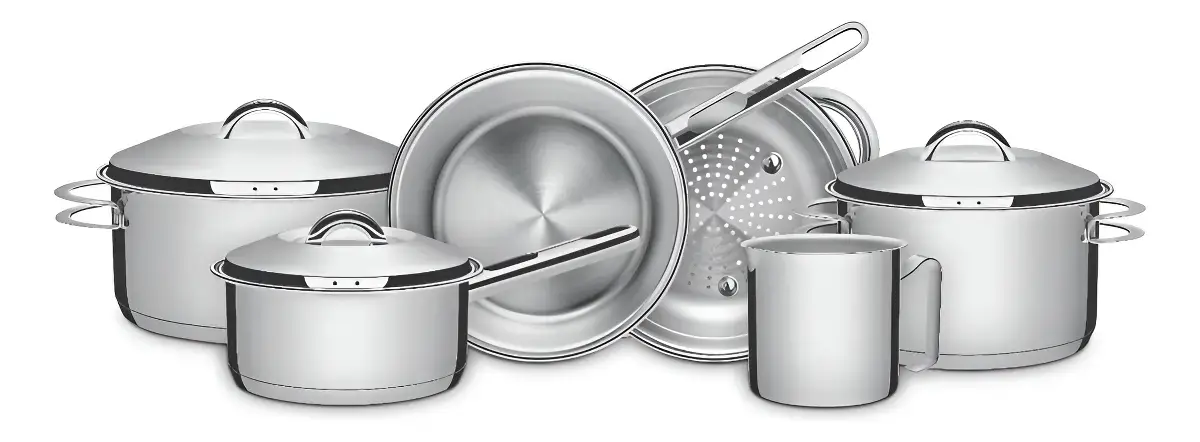 Kit Jogo De Panelas Solar 6 Peças com Fundo Triplo e Tampas de Inox Tramontina