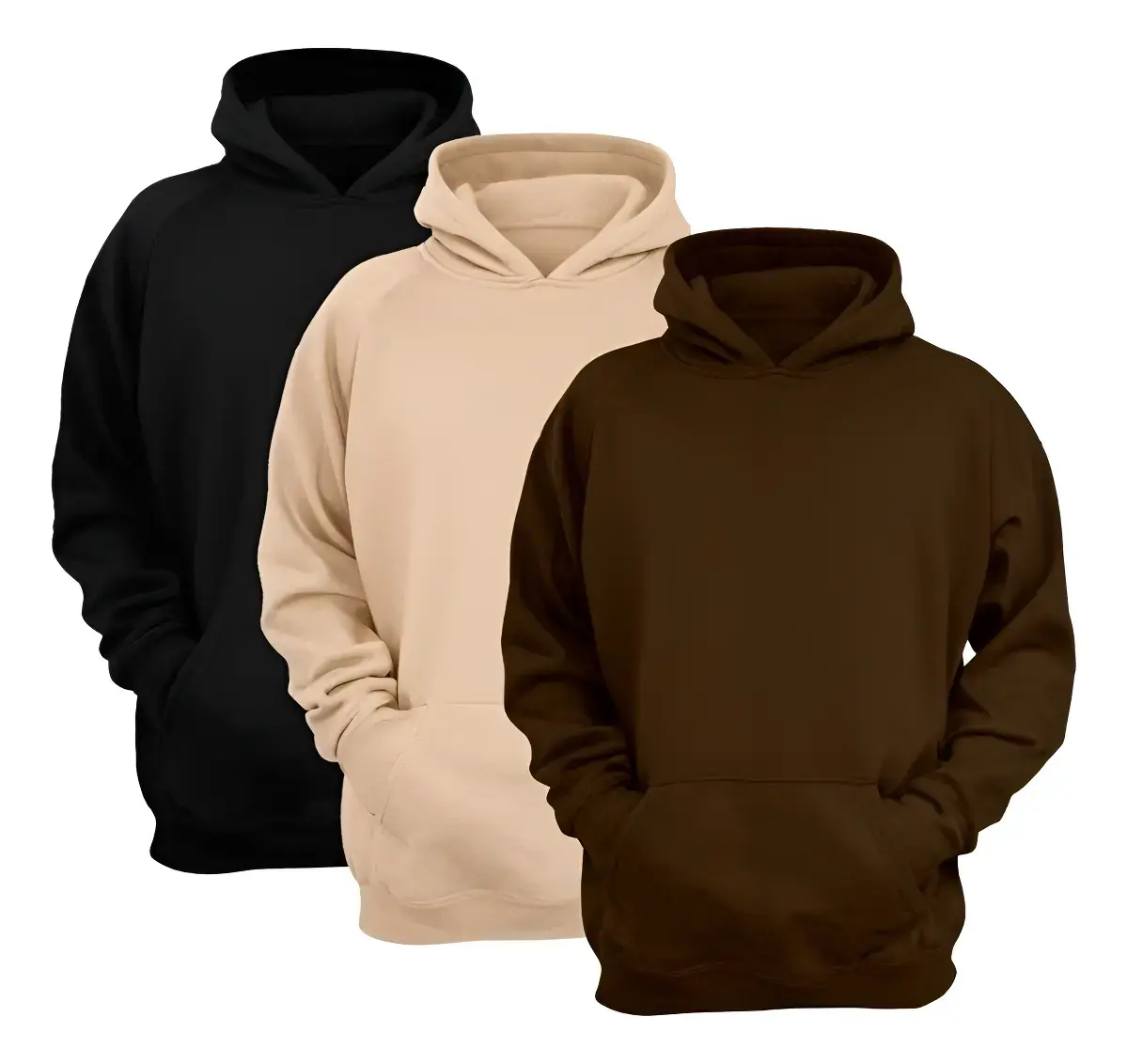 Kit 3 Moletom Canguru Com Capuz Liso Frio Unissex Com Bolso