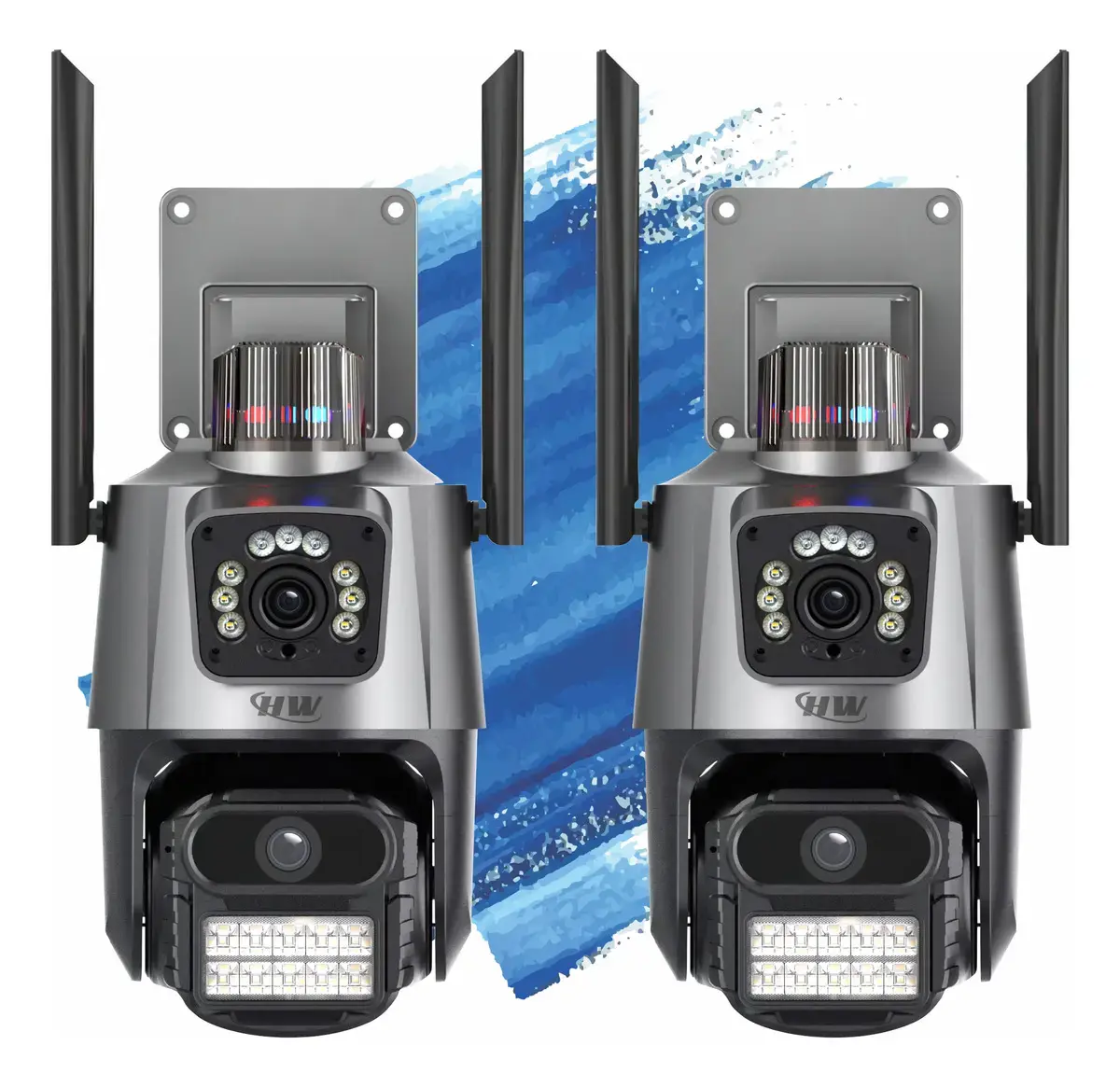 Kit 2 Câmeras De Segurança Hw Ip Wi-fi 6mp Lente Dupla Visão Noturna 355° Detecção De Movimento Com App Icsee