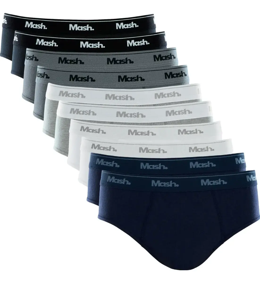 Kit Com 10 Cuecas Slip Mash Básica Masculina Algodão