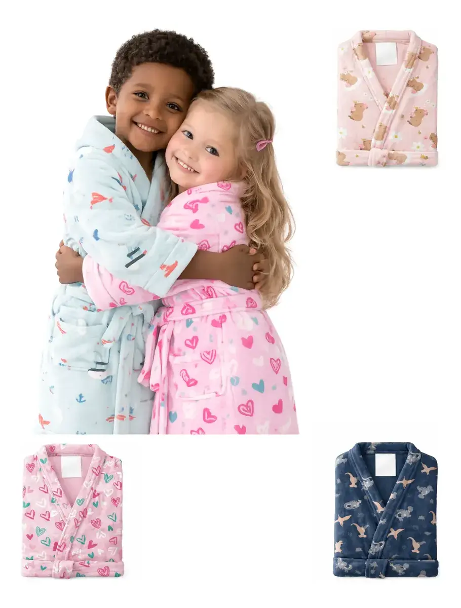 Roupão Infantil Microfibra De Banho Menino Menina Estampado