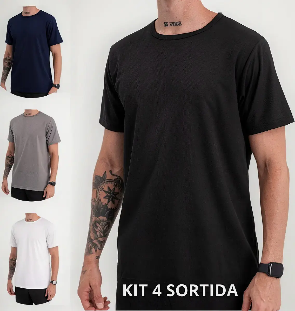 Camiseta Dryfit Kit 4 Para Academia Elastano