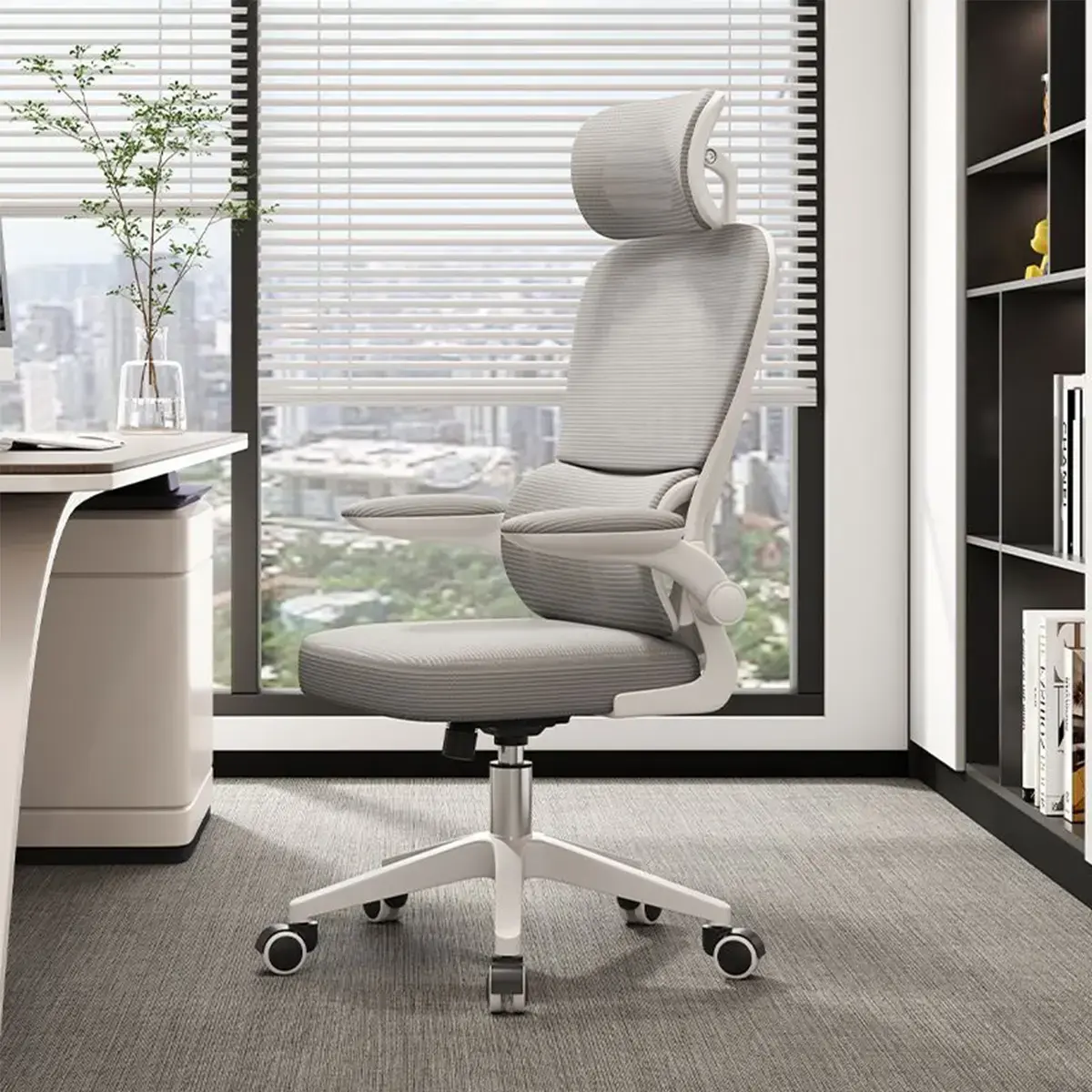 Cadeira Escritório Ergonômica Python Fly Cor Cinza Com Supor