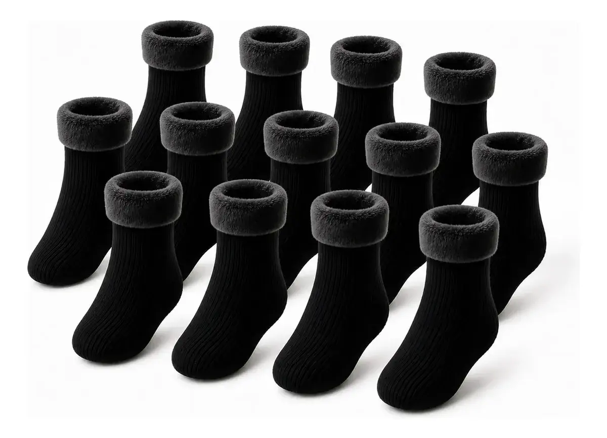 Kit 6 Meias Térmica Grossa Quente Inverno Frio Forrada Pelo