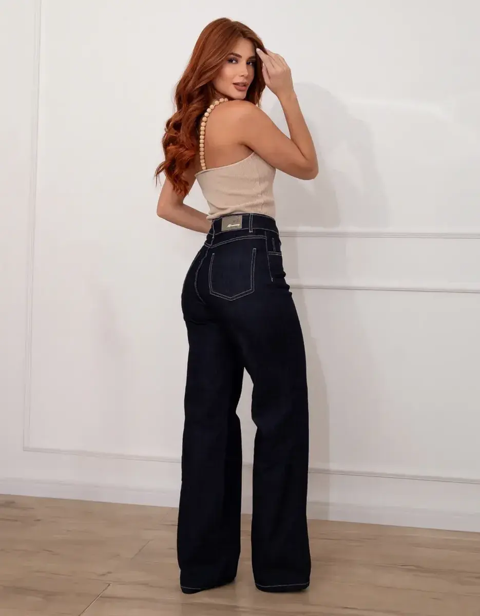 Calça Sawary Wide Leg Pantalona Cintura Alta Original Luxo