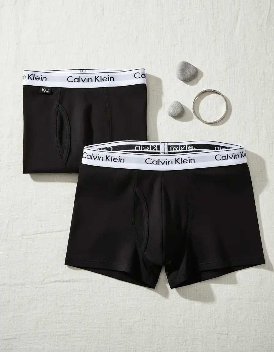 Kit Com 2 Cuecas Boxer Masculina Preta Calvin Klein