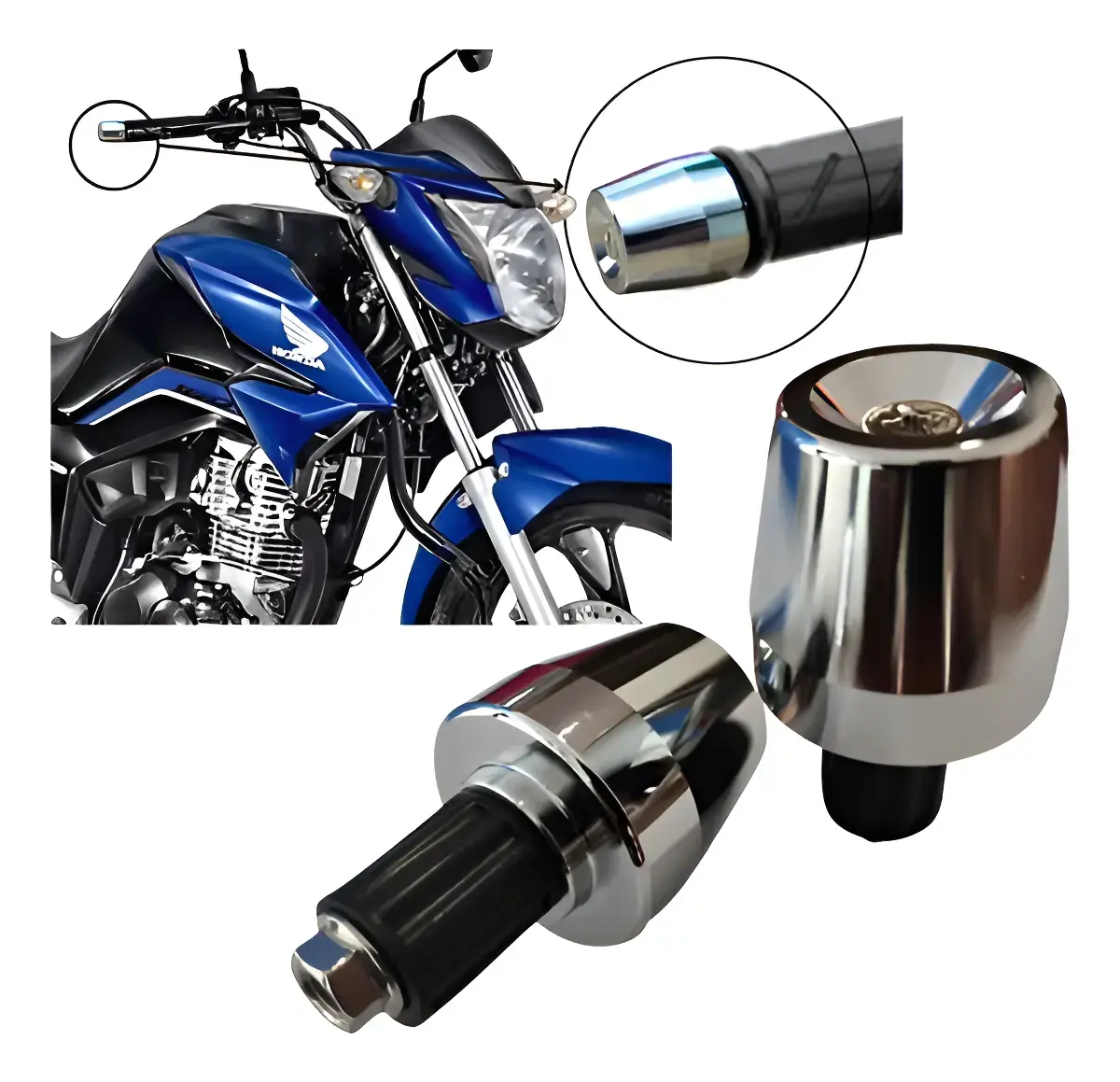 Par De Peso Pezinho De Guidao De Moto Pcx 150 Cromado +bucha