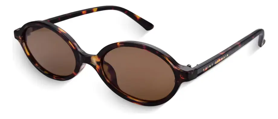 Óculos de Sol Saint Germain Siena Oval Tartaruga para Mulher com Lente Marrom e Proteção UV400