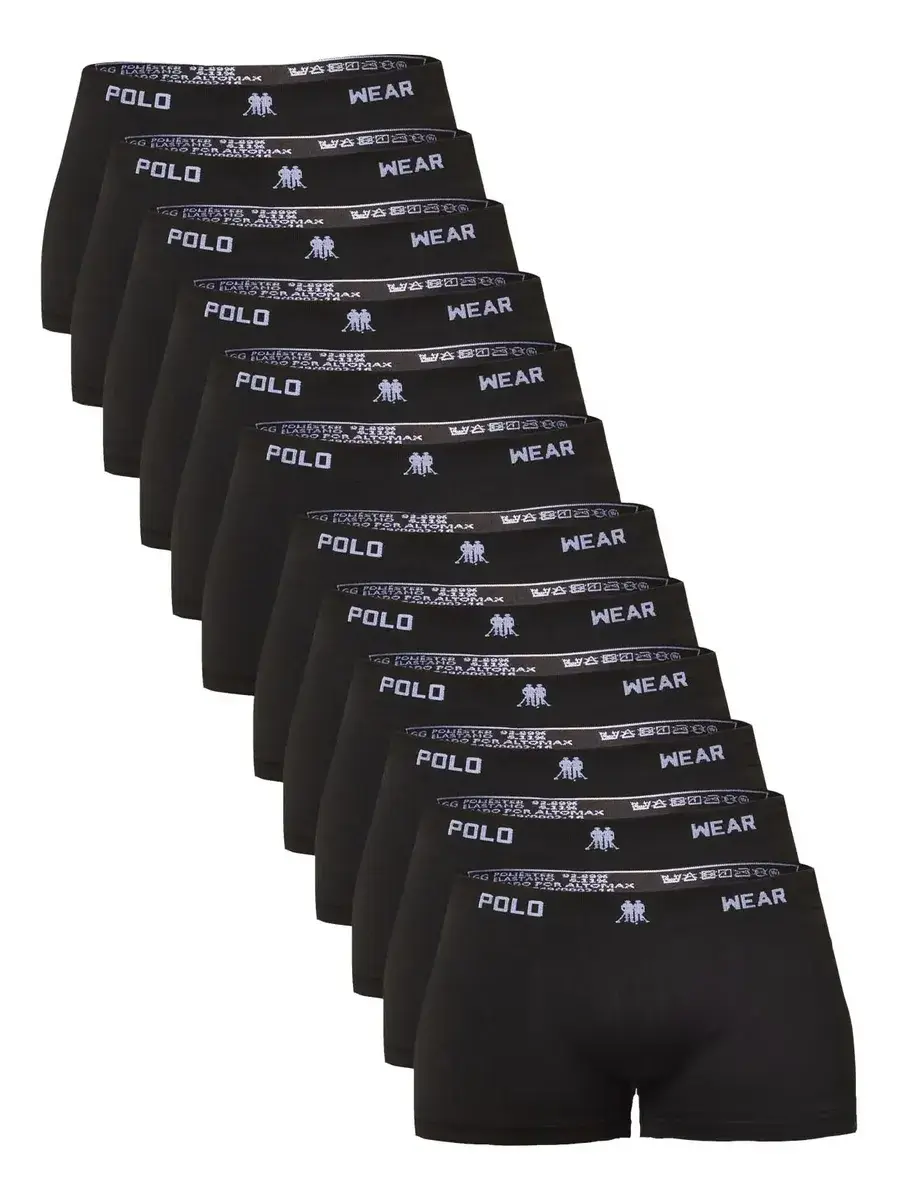 Kit 12 Cuecas Boxer Polo Wear Masculino Microfibra Liso