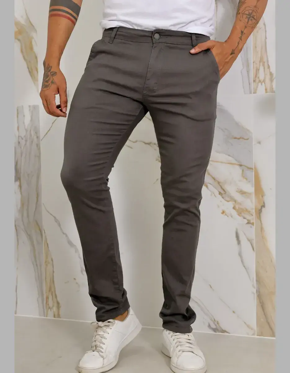 Calça Masculina Sarja Premium Esporte Fino Bolso Faca Lycra