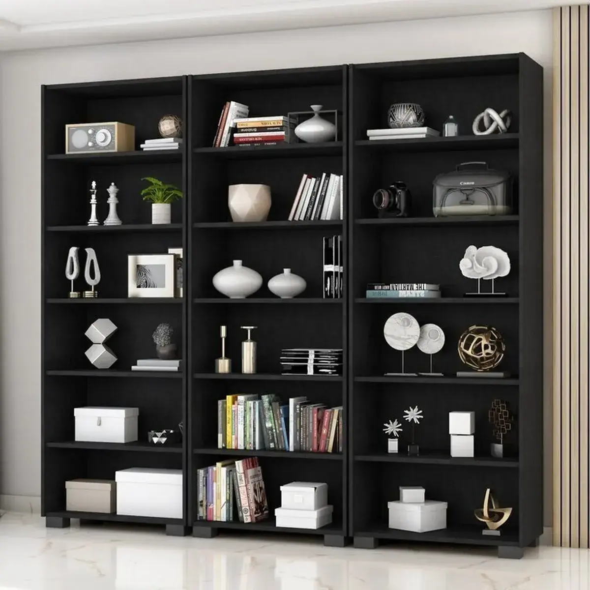 Kit 3 Estantes Para Livros 5 Prateleiras 188cmx181,5cm