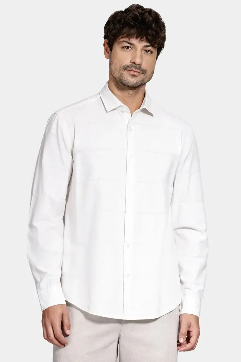 Camisa Aramis Manga Longa Regular Algodão Capri Natural