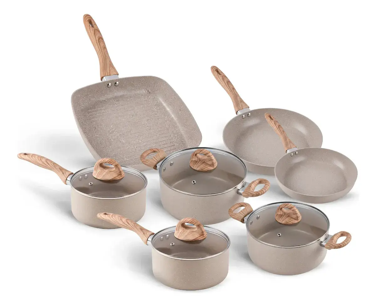 Jogo De Panelas 7 Ceramic Life Smart Plus Areia Brinox Areia