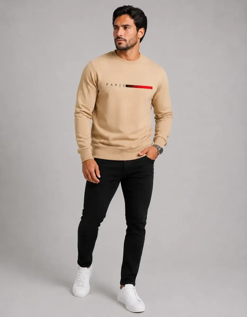 Moletom Masculino Gola Careca Flanelado Paris Suéter Frio