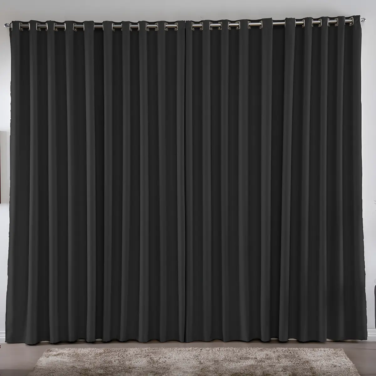 Cortina 2.00 x 1.80 m Blackout Blecaute Preto Corta Luz Em Tecido Grosso Para Quarto E Sala Casa Laura Enxovais