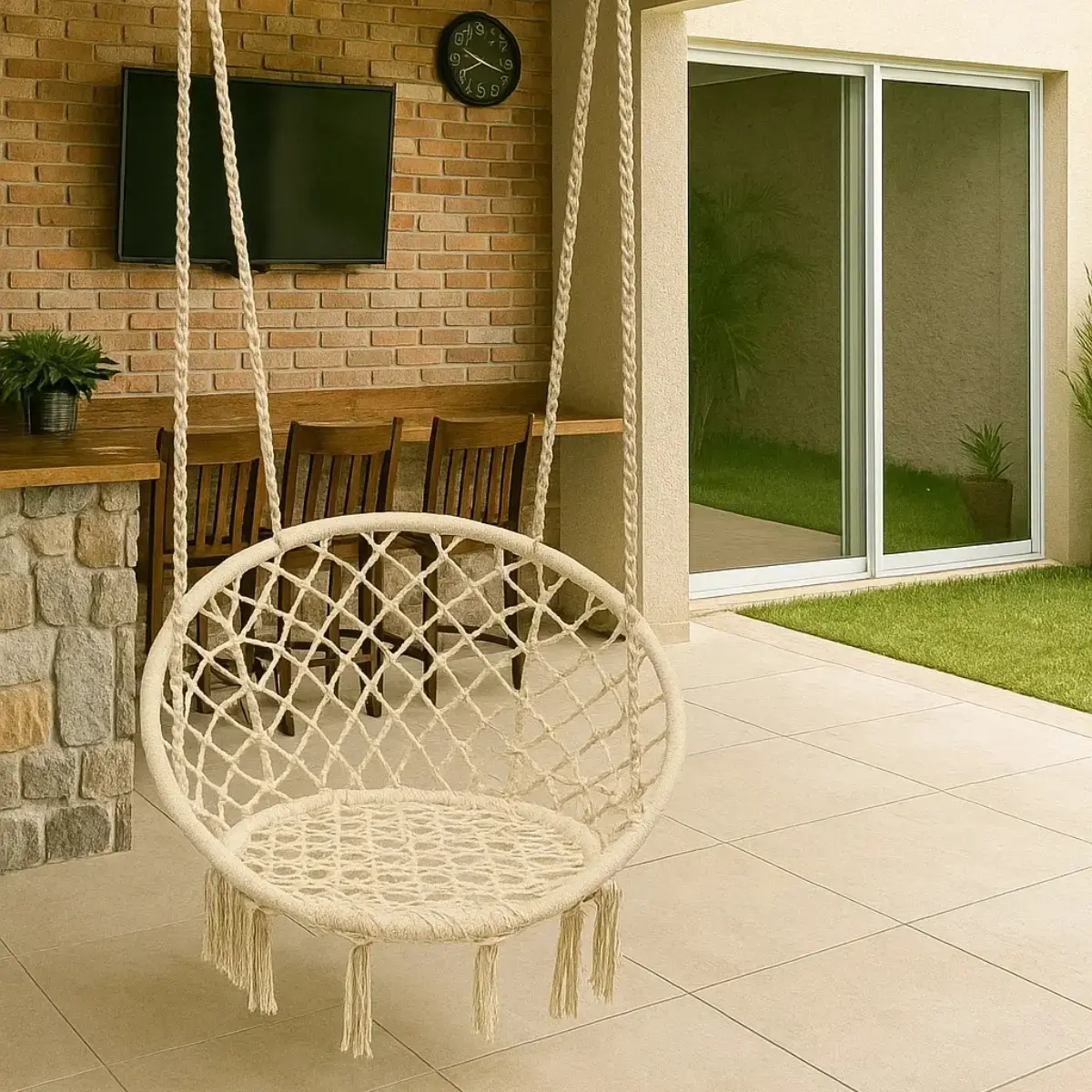 Cadeira De Balanço Rede Suspensa Luxo P/ Área Gourmet Jardim