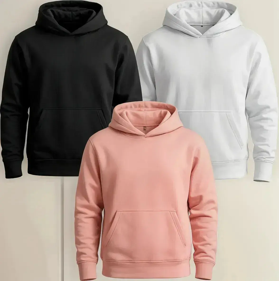 Kit 3 Moletom Canguru Liso Flanelado Blusa De Frio Unissex