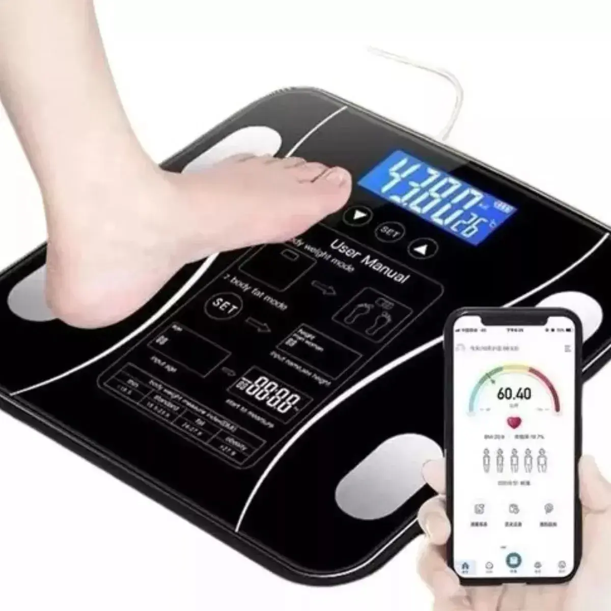 Balaca Digital Biompedância Bluetooth 180kg App Gratuito