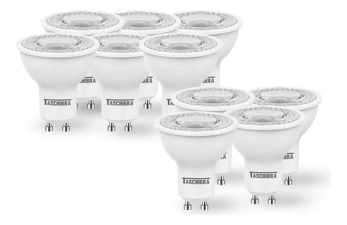Kit 10 Lâmpadas Led Dicróica Mr16 Tdl 50 7w Taschibra Bivolt