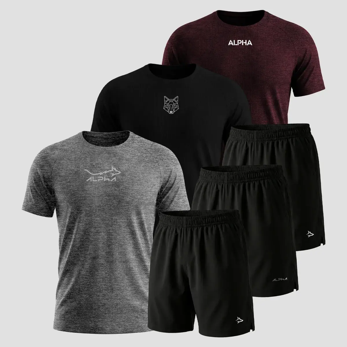 Kit 6 Peças Dry 3 Camisetas E 3 Bermudas Alpha