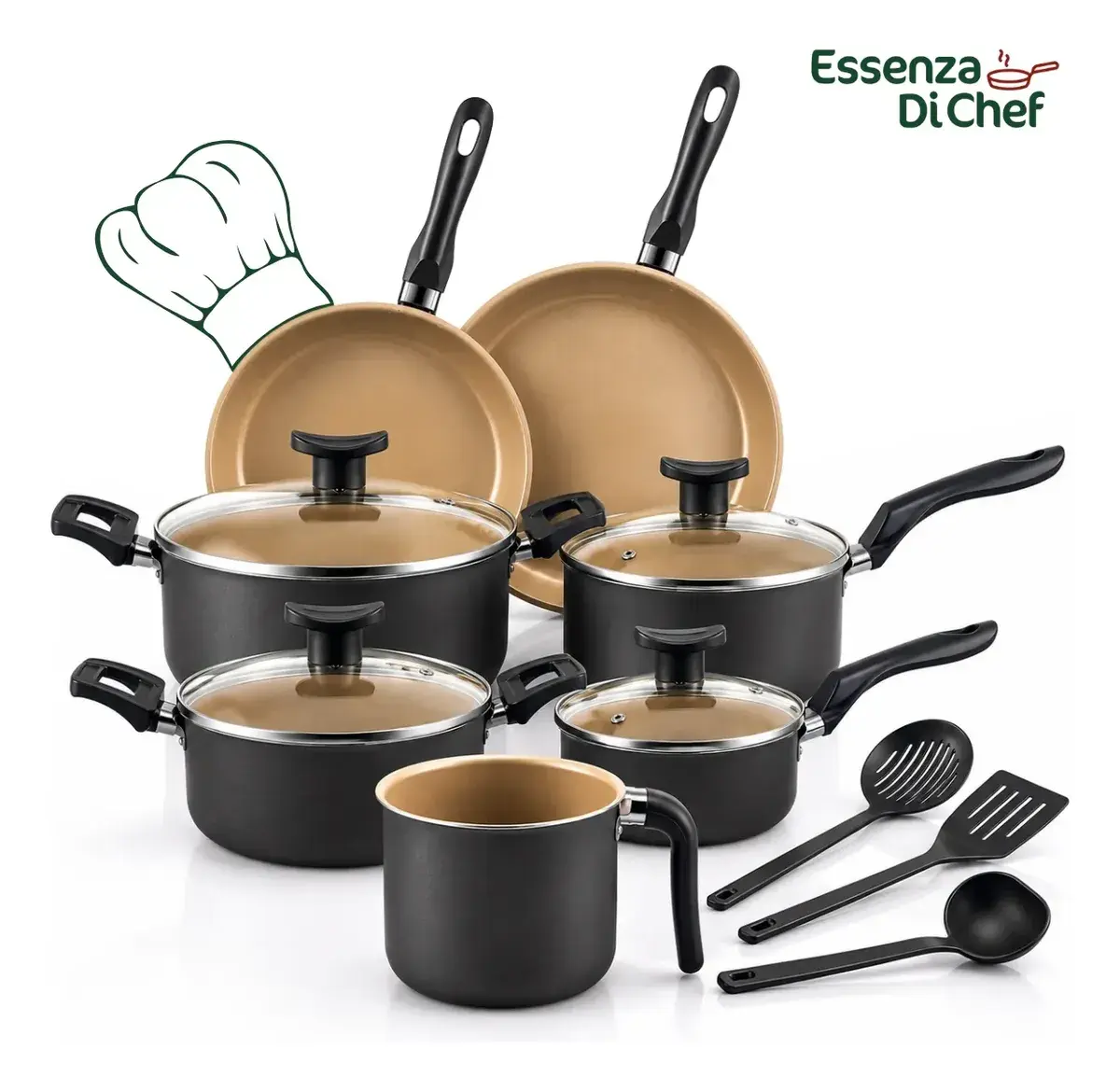 Conjunto Panelas Antiaderente 10 Peças Teflon Várias Cores