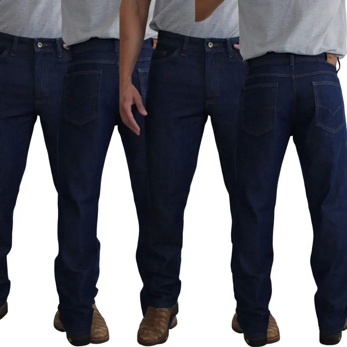 Kit 4 Calças Jeans Masculina Tradicional Reforçada Reta