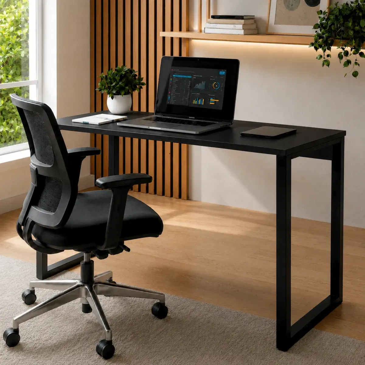 Mesa Escrivaninha Office Industrial 100x50cm Mdf Premium Aço